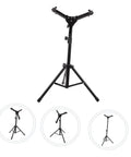 Knockout Adjustable Portable Drum Rack And Dope Heavy Duty Practice Pad Stand With Solid Alloy Snare Support For Top Shelf Live Gear And Smooth Home Beat Making Sessions In Matte Black, front view.