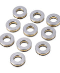 Four Pack Mini Thrust Ball Bearings For 3D Printers 4x10x4mm Axial Bearings in bearing steel with brass cage, front view