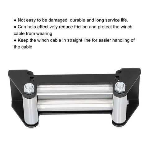 Universal Winch Roller Fairlead 165mm 6 Point 5 Inch For ATV UTV Side By Side Cable Guide Beefy Steel Construction 4000 To 5500 Lbs Load Capacity Ideal Off Road Recovery Reduces Cable Kinks, black steel roller fairlead
