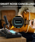 All In One Podcast Studio Bundle With Mixer And USB Audio Interface Plus Condenser Microphone for recording next to guitarist