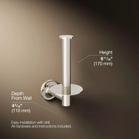 Purist Toilet Tissue Holder K-14444-SN In Vibrant Polished Nickel, Vertical Or Horizontal Mount, Solid Brass Construction