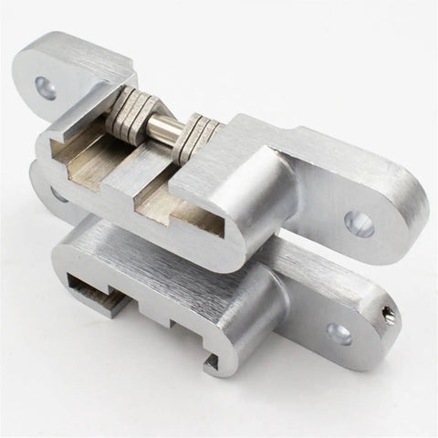 Concealed Barrel Cross Door Hinges For Wooden Boxes And Cabinets, Invisible Folding Door Hardware, Gold Finish 11x40MM close-up