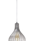 Adjustable One Light Mini Pendant Ceiling Light With Surf Green Glass Shade In Chrome Finish Eight And Five Eighths Inch Wide 72 Inch Field Cuttable Cord E26 Medium Base Indoor Dry Location Dope For Dining Living And Kitchen in chrome with surf green shade viewed from front