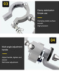 Close-up of 360 Degree Swivel Vise with heavy duty aluminum base showcasing clamp stabilization and multi-angle adjustment handle