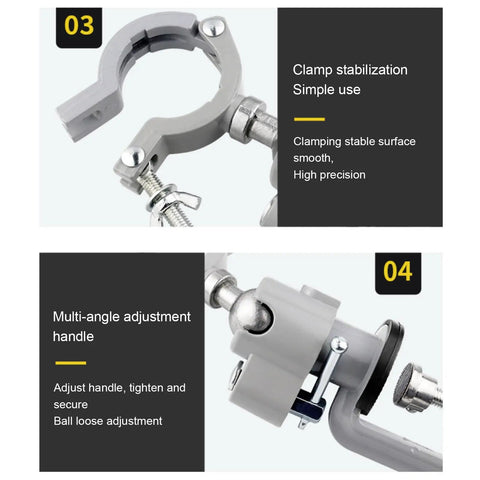 Close-up of 360 Degree Swivel Vise with heavy duty aluminum base showcasing clamp stabilization and multi-angle adjustment handle