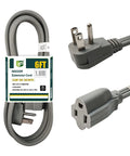 6 Ft Heavy Duty Appliance Extension Cord With Flat Plug 14 Gauge 3 Prong Grounded Cable Ideal For Air Conditioners Refrigerators