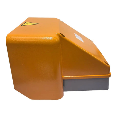 Side view of orange 380V AC Foot Pedal Switch Double Pedal With YDT1 18 1 NO 1 NC Per Pedal Compatible With Temco CN0005