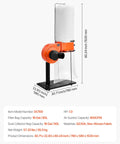800 CFM Vortex Cone Dust Collector For Woodworking Shop With Two Point Five Micron Filter 1 HP Motor on caster wheels