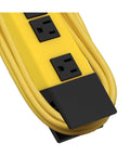 Beefy 6 Outlet Power Strip With Surge Protection 1500 Joules Yellow Metal Housing 9ft Cord detail shot