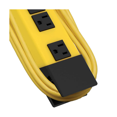 Beefy 6 Outlet Power Strip With Surge Protection 1500 Joules Yellow Metal Housing 9ft Cord detail shot