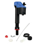 Top Notch Adjustable Fill Valve Assembly For Toilet Tanks Standard Seven Eighth Inch Inlet High Flow Replacement Kit with blue head.