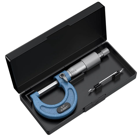 Outside Micrometer 0-1 Inch with 0.0001 Inch Graduation Alloy Precision Machinist Tool Set in case for accurate measurements