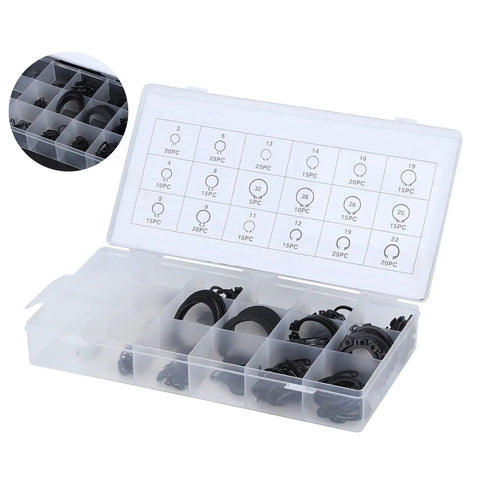 Gearhead Approved 17 Size External Retaining Ring Snap Ring Kit 2 To 32 Mm E Clip Circlip Set With Hardened Metal Rings And Plastic Storage Case