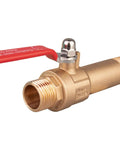 Full Port Water Heater Drain Valve With Straight Spout LF Compliant Brass Three Quarter Inch MNPT Two And A Half Inch Shank