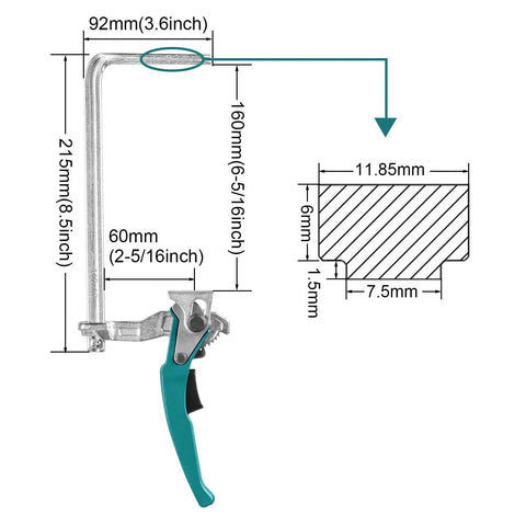 Badass Quick Release Track Saw Clamp Pair Featuring Ratchet Guide Rail Adapter For Mft Tables, chrome vanadium steel, precise dimensions.