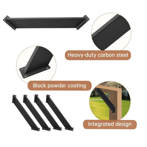 Heavy Duty Connector Brace Kit With 45 Degree Corner Braces For Gazebos, Tree Houses, Cabins And Patios, Beefy Steel, Powder Coated, Diagonal Bracing For Wood Structures, Two Pack
