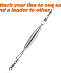 Inline Trolling Sinker Torpedo Weights, 5 Pack, 3 Oz Lead Sinkers with double ring, shown with attachment instructions
