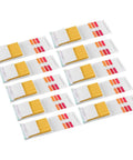 Pro Grade pH Test Strips Kit 6.9 to 8.4 Indicator Paper 10 pieces with color chart, showing alkaline and acid readings, 50mm by 9mm size.
