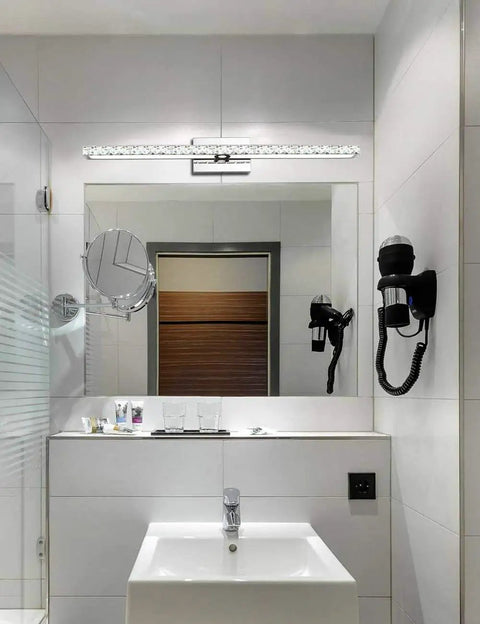 Crystal Vanity Lights LED Thirty Three Point Five Inch Dimmable Bathroom Light Fixtures In Modern Chrome Over Mirror Vanity Bar.