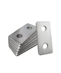 Heavy Duty Stainless Steel 2-Hole Flat Plate Fitting For One And Five Eighths Inch Strut Channel Seven Thirty-Second Inch Thick Three And One Half By One And Five Eighths Inch Fits One Half Inch Bolts Outdoor Solar HVAC Mounting Bracket Six Pack, stacked plates