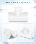 12 Pack 1 Inch PVC Tee Pipe Fittings 3 Way Socket To Socket Schedule 40 PVC Connectors, displayed from different angles