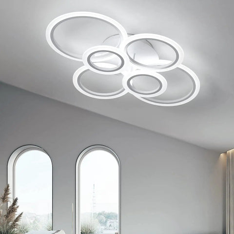 30.5 Inch Acrylic LED Ring Ceiling Light Fixture Dimmable Flush Mount Chandelier For Bedroom Kitchen Living Room Modern Circle Design Easy Clean Durable Acrylic Shade