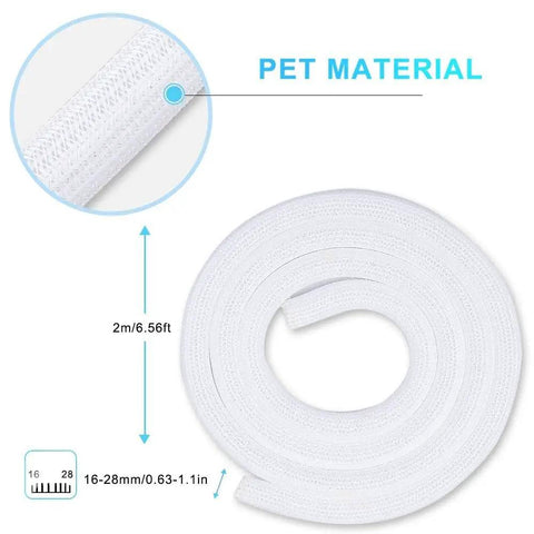Cable Sleeve Six Point Six Feet Cord Cover For Home Office And TV Wires White No Fuss Pet Proof Cord Protector 6.56ft detail