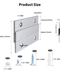 Diagram showing dimensions of 2 Inch Aluminum Cleat Hanger Set With Interlocking Z Brackets, Heavy Duty Wall Mounting Hardware Kit.