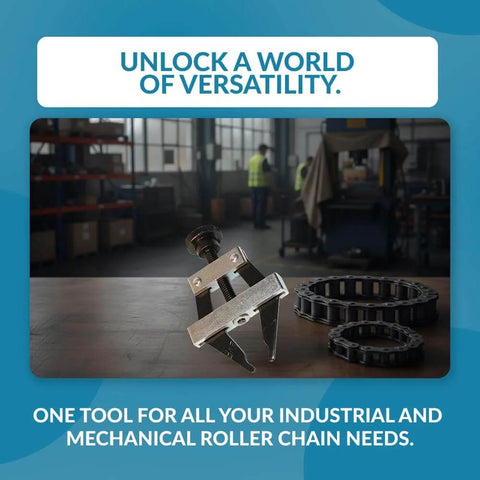 Heavy Duty Roller Chain Connector Puller Holder Tool For Chain Sizes 25 35 40 41 50 60 on workshop table