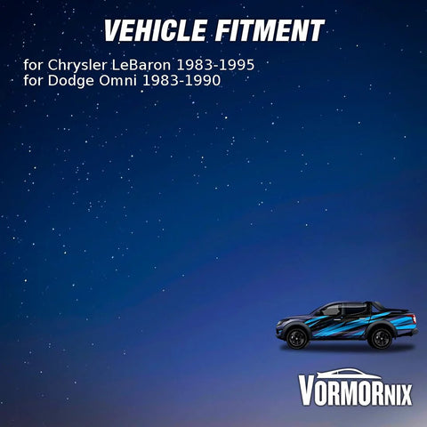 Rear outer wheel bearing for Dodge Omni 1983–1990; starry night banner with blue car graphic and Vormornix logo