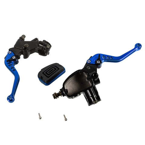 Extendable Lightweight Hydraulic Clutch And Brake Lever Set With 22mm Master Cylinder And Fluid Reservoir on white background