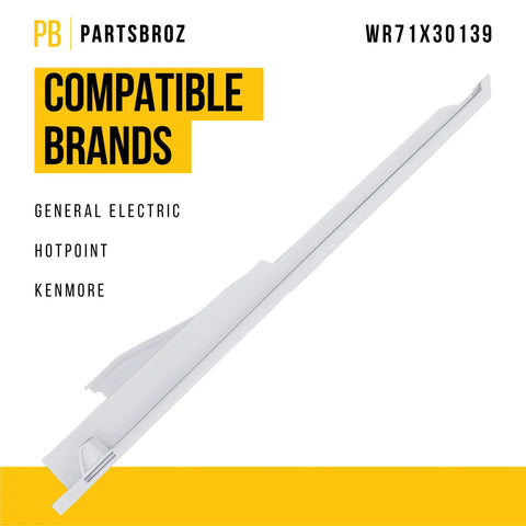 WR71X30139 Quick Space Shelf For GE Fridge Ultra Durable Replacement Part, shown at an angle highlighting the sleek white design.