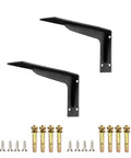 Heavy Duty Metal Shelf Brackets For Wall Mount Storage Straight Up Zero Fuss Setup, black powder-coated metal, includes mounting hardware.