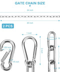 Diagram showing Two Pack Stainless Steel Gate Chain Lock For Outdoor Fences With Carabiner 24 Inch 5/32 Inch Links