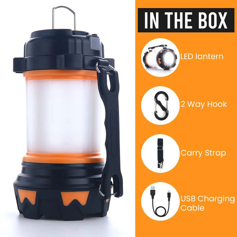 Rechargeable LED Camping Lantern With 360 Degree Illumination, Super Bright Lantern And Spotlight, Accessories Included