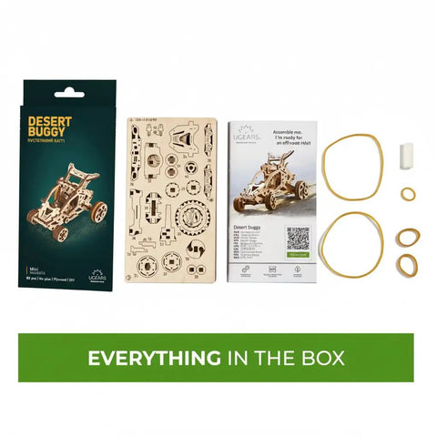 Desert Buggy 3D Wood Puzzle Kit With Rubber Band Motor Open Frame Mechanical Model Easy Self Assembly Dune Racer Gift For Boys And Girls Kid Friendly STEM Toy And Educational Project, parts included