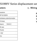 Technical parameters and wiring diagram for 1000mm Draw Wire Encoder With 24V DC Supply And 0 To 10V Output For Precision Position Sensing