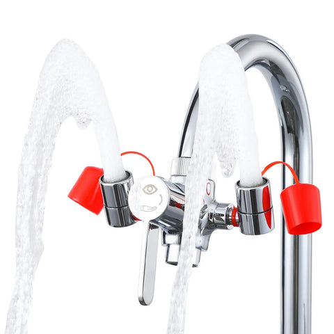 Faucet Mounted Eye Wash Station With Cover For Lab Factory Industry Site Office And Home Emergency Eye Wash Kit Includes 5 Faucet Adapters Note Card And Warning Post