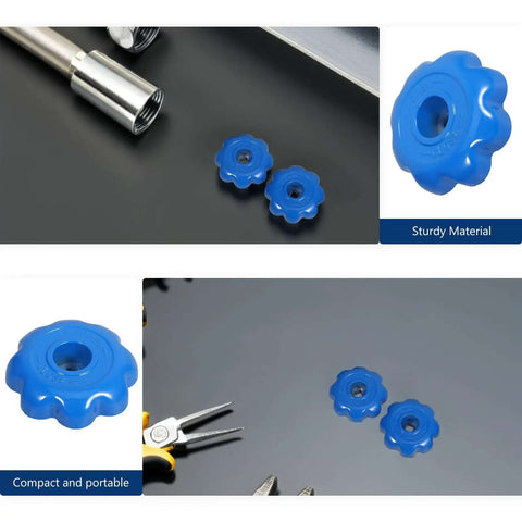 Heavy Duty Gas Cylinder Valve Handles Set of 4 with Hexagonal Aluminum Alloy Industrial Hand Wheels Non Slip Grip placed on table