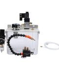 Heavy Duty 3L Machine Tool Cooling Sprayer With Solenoid Valve And Adjustable Coolant Pump showcasing components and clear tank.
