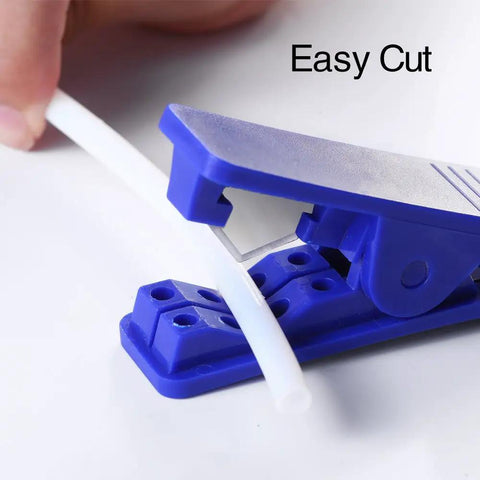 PTFE Teflon Tube Cutter For Three Quarter Inch OD Tubing With Smooth Clean Cuts Easy To Use Dark Blue Hand Tool For Plumbing Labs And DIY Projects Cuts PTFE And Other Tubing Without Fraying