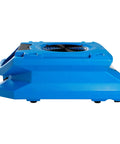 Side view of blue Low Profile Air Mover 0.25 HP, 1200 CFM, 2 Speed Carpet Dryer Floor Fan with Dual GFCI Outlets and Stackable Design
