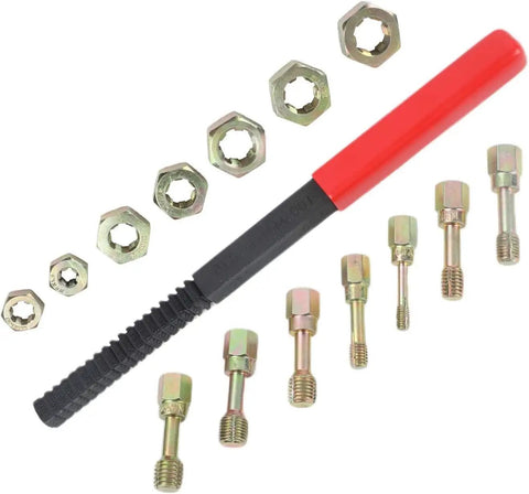 15-Piece Metric Thread Chaser Set For Repair And Re-Tapping Damaged Metal Threads With 7 Dies, 7 Taps, 1 Restorer File