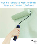 No Fuzz 4 Inch Paint Roller Covers 6 Pack Replacement Roller Refills For Exterior Walls Smooth Half Inch Nap Premium Quality Roller Set For Fast Even Coverage being used on a wall