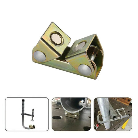 4-Piece V Type Magnetic Welding Clamps Set With Adjustable V Base For Tack Welding Holds Tabs, Gussets, Plates And Odd Shaped Metal Surfaces, 8.8 Lbs Pull Force