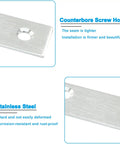 Close-up of stainless steel flat braces with counterbore screw holes for easy installation in Four Pack L Shaped Corner Brackets 4.7 by 4.7 Inch.