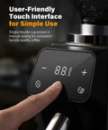 User interacting with touch interface of 64mm Burr Coffee Grinder For Home Barista Use With Commercial Grade Precision