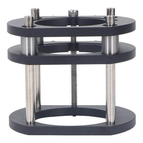 Router Lift Base For Small Milling And Trimming Machines With 4 Jaw Clamping Built Tough From Aluminum Alloy And Stainless Steel, Metal Milling Table Lifting System, Lift Up To 54mm, Clamp Diameter 64 To 66mm Black