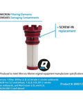 Two Micron Fuel Filter Element Replacement For Mercury Outboard Engines And MerCruiser Sterndrive, Screw In Type, red filter