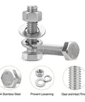 SAE 232-Piece 1/4-20 Bolt And Nut Assortment Kit With Washers, Stainless Steel Fasteners showcasing bolt, nut, washers details.